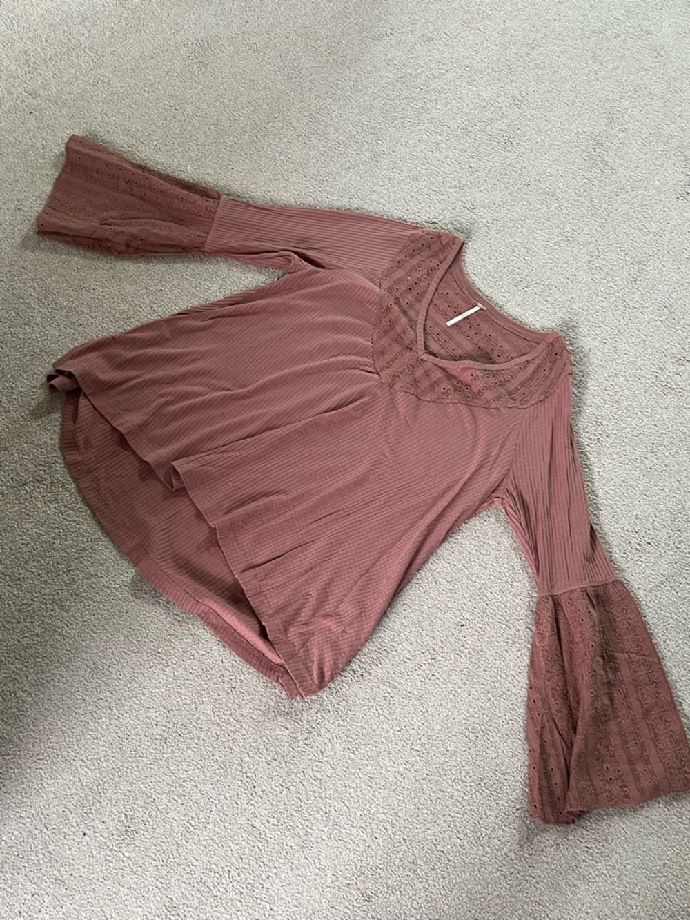 Free People Dusty Rose Eyelet Knit Top never worn